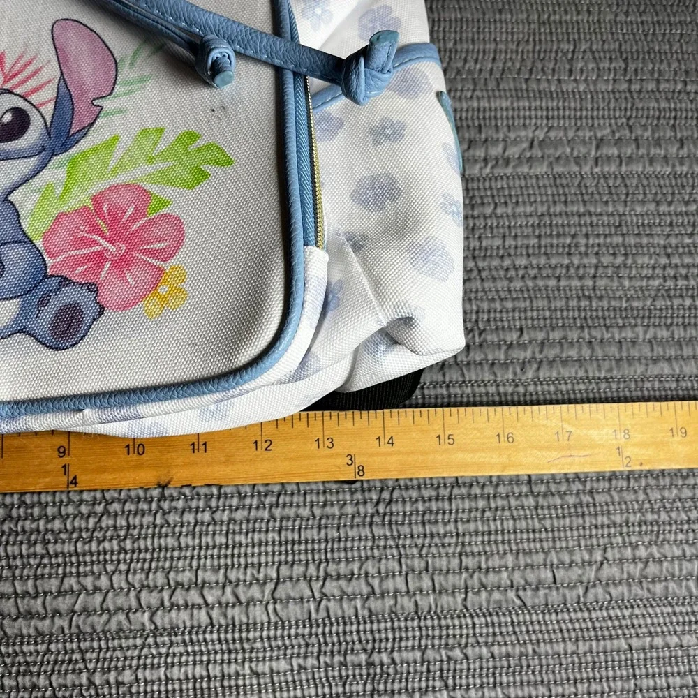 Disney Lilo & Stitch Ohana Means Family Laptop Backpack Blue White Floral NWT